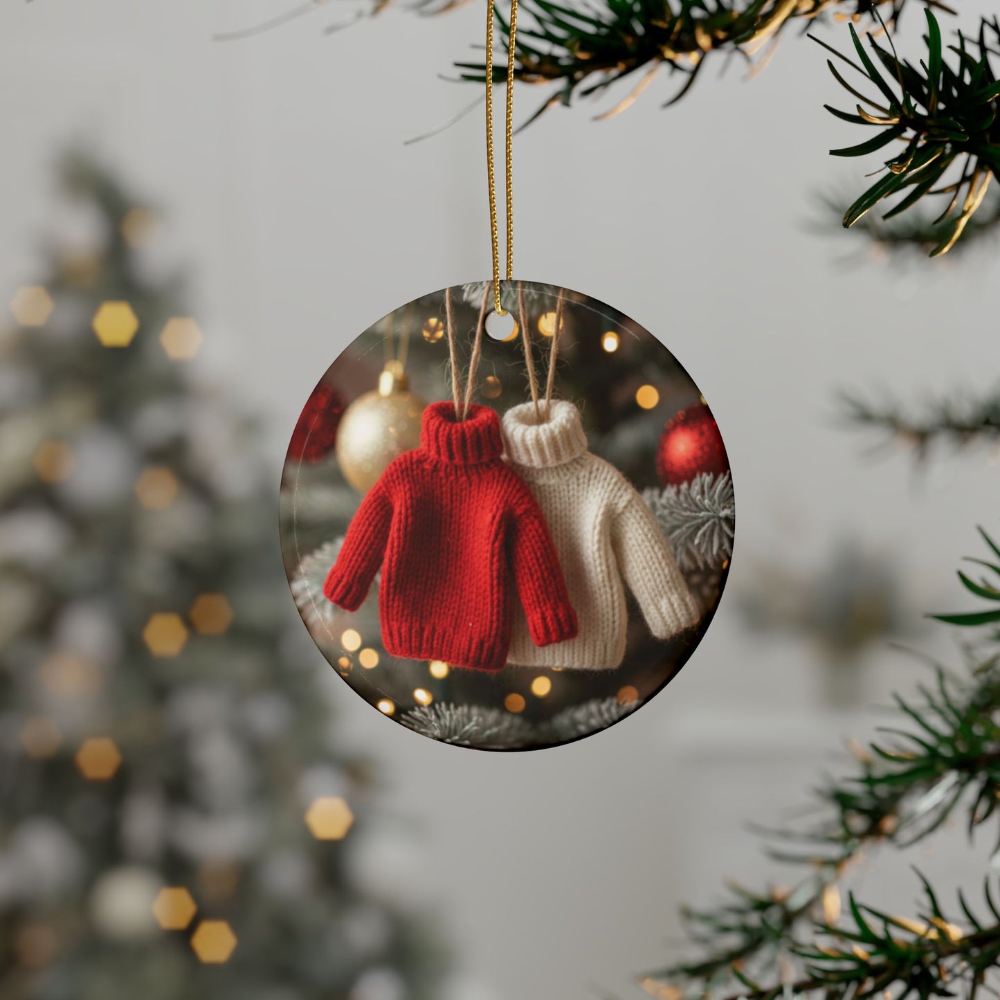 On the Second Day of Christmas - Two Turtle Necks Ceramic Ornaments - Beauty!