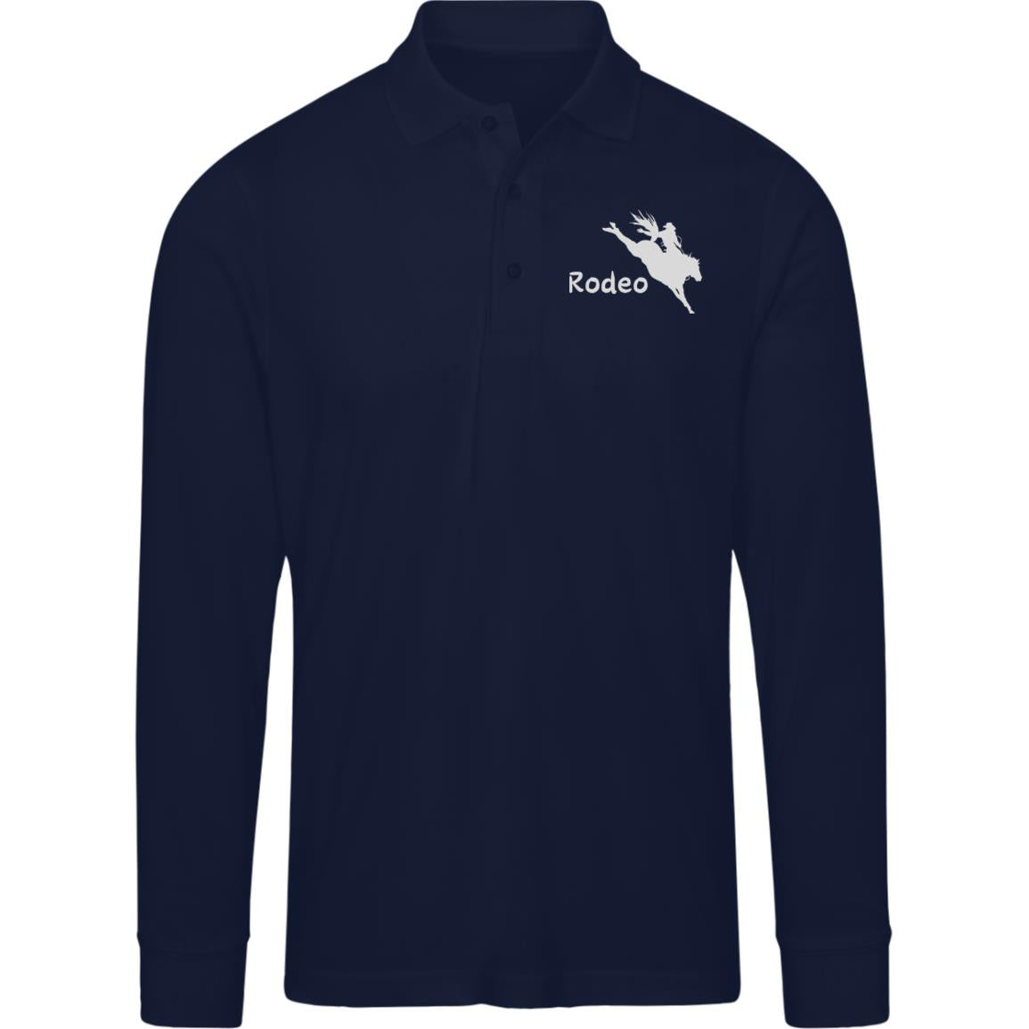 Mens Long Sleeve Pique Polo - Saddle Bronc