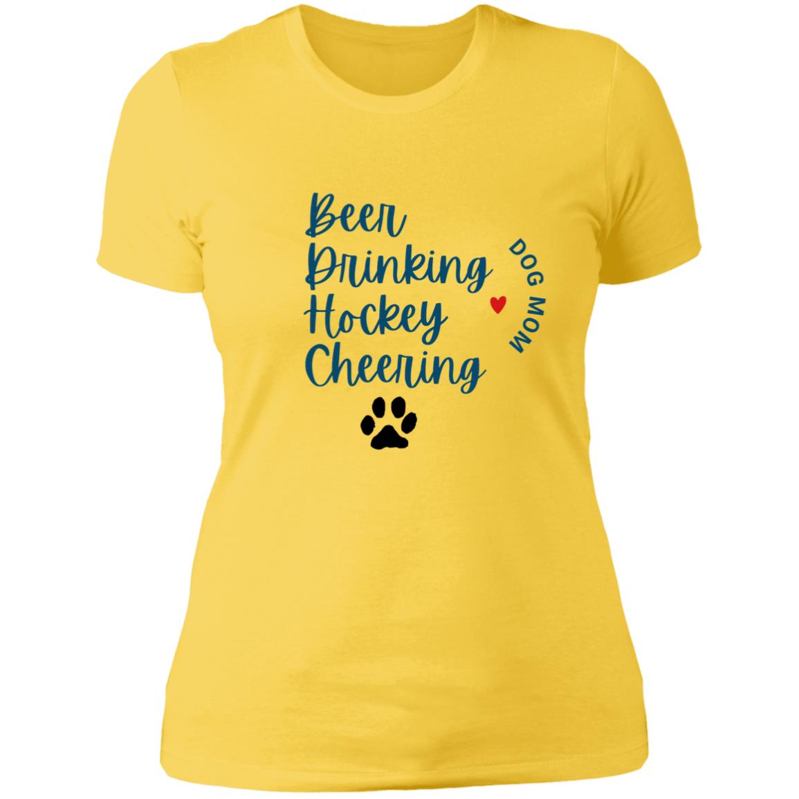 Ladies' T-Shirt - Hockey Cheering Dog Mom