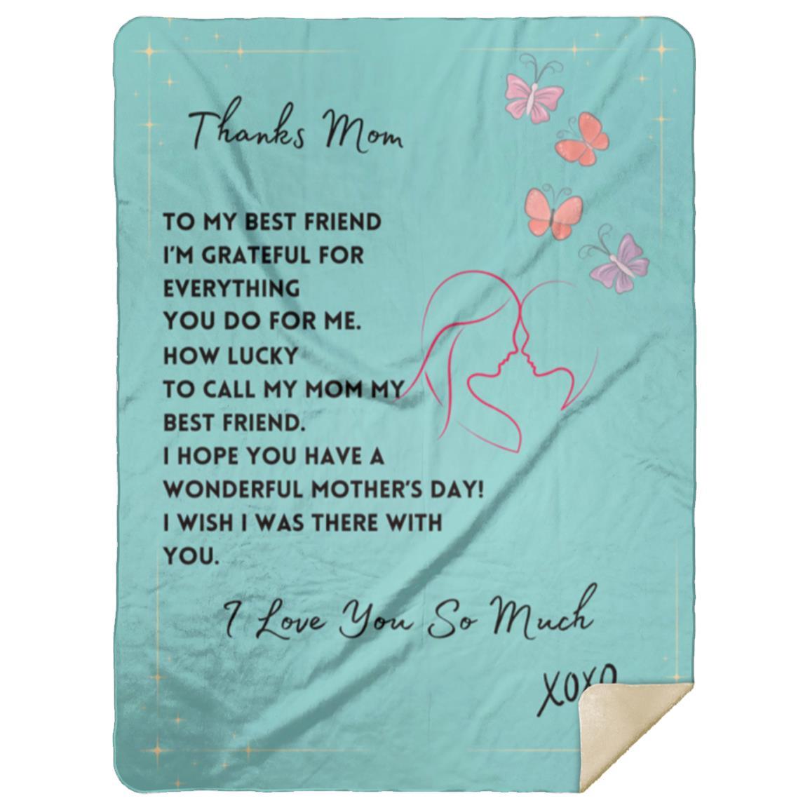 Sherpa Blanket - Thanks Mom Mothers Day Love Note 60x80