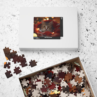 Cozy Cat Christmas Puzzle — Holiday Cat Jigsaw (110  or 520 pcs)