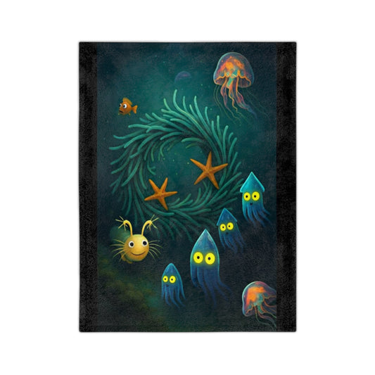 Under the Sea- Spooky Velveteen Blanket, Cozy Microfiber Throw for Kids, Nautical Decor, Soft Bedding, Sea Creature Gifts