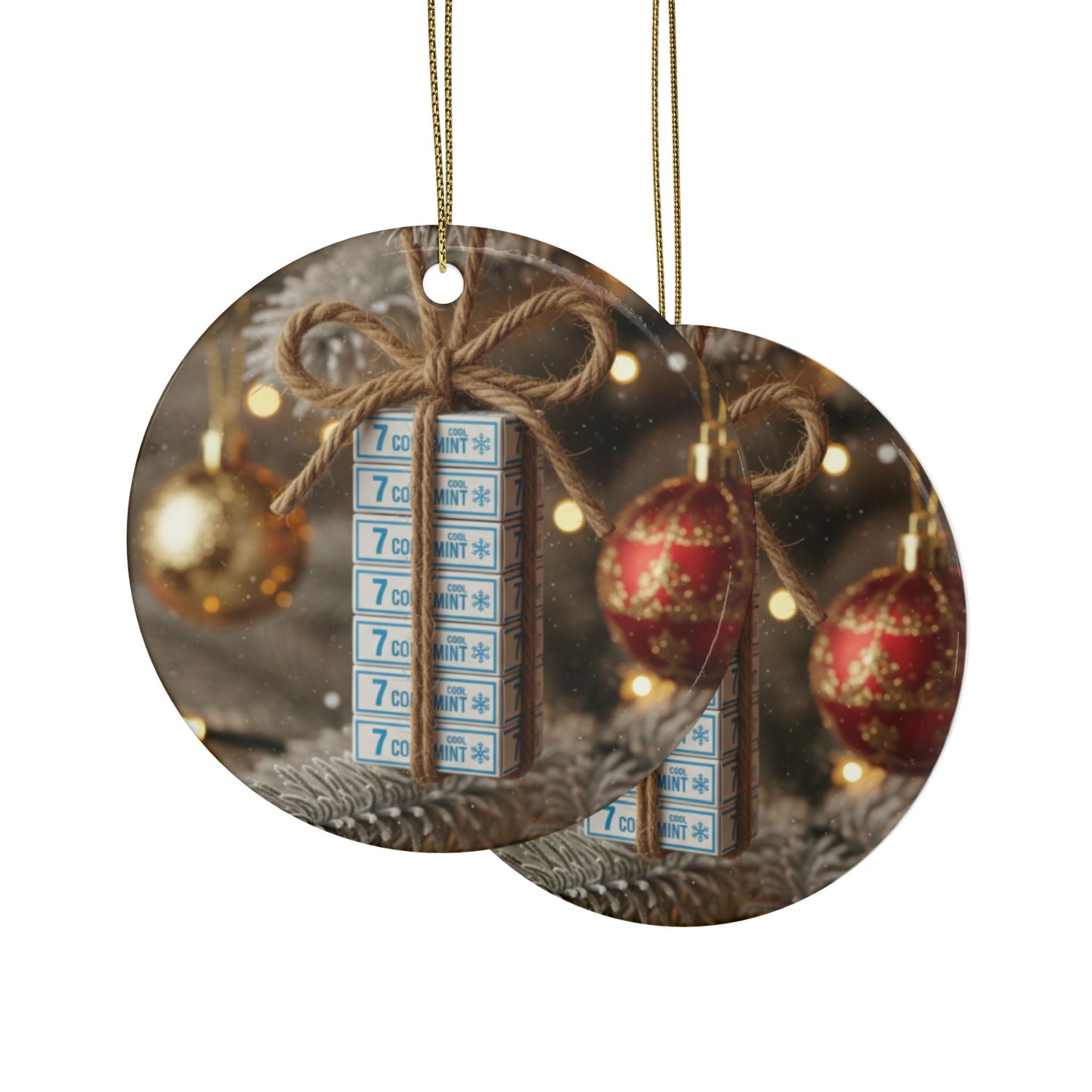 On the 7th Day of Christmas - 7 Packs of Smokes (not for puffing) Bob and Doug Festive Ornaments