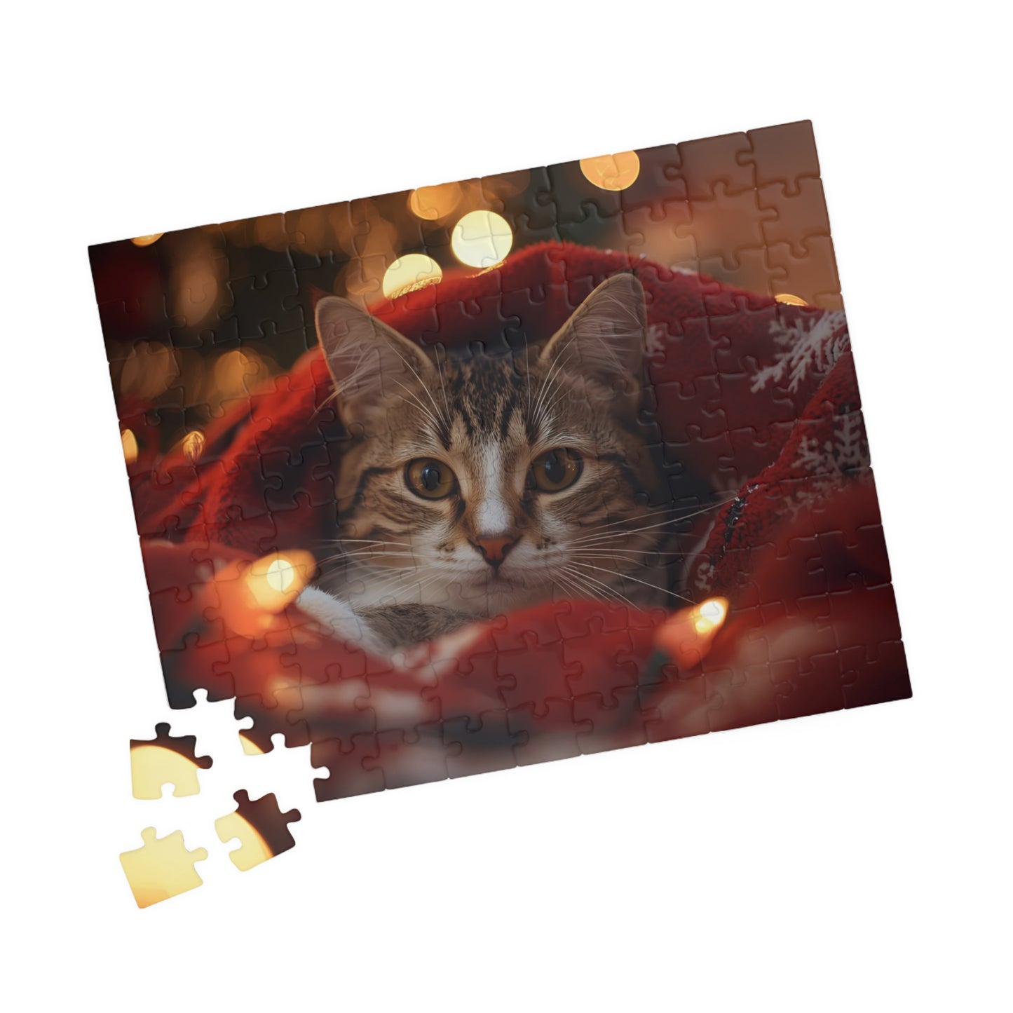 Cozy Cat Christmas Puzzle — Holiday Cat Jigsaw (110  or 520 pcs)