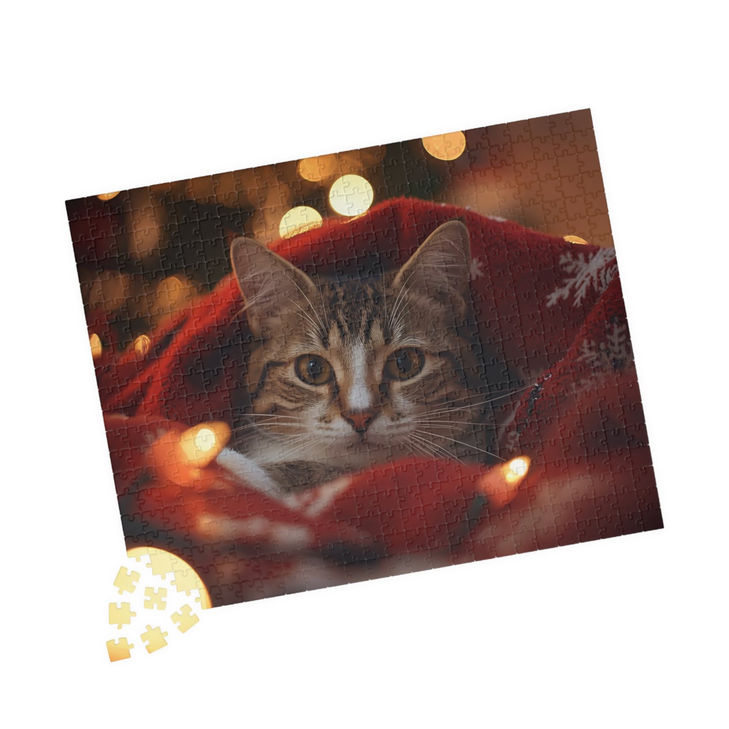 Cozy Cat Christmas Puzzle — Holiday Cat Jigsaw (110  or 520 pcs)