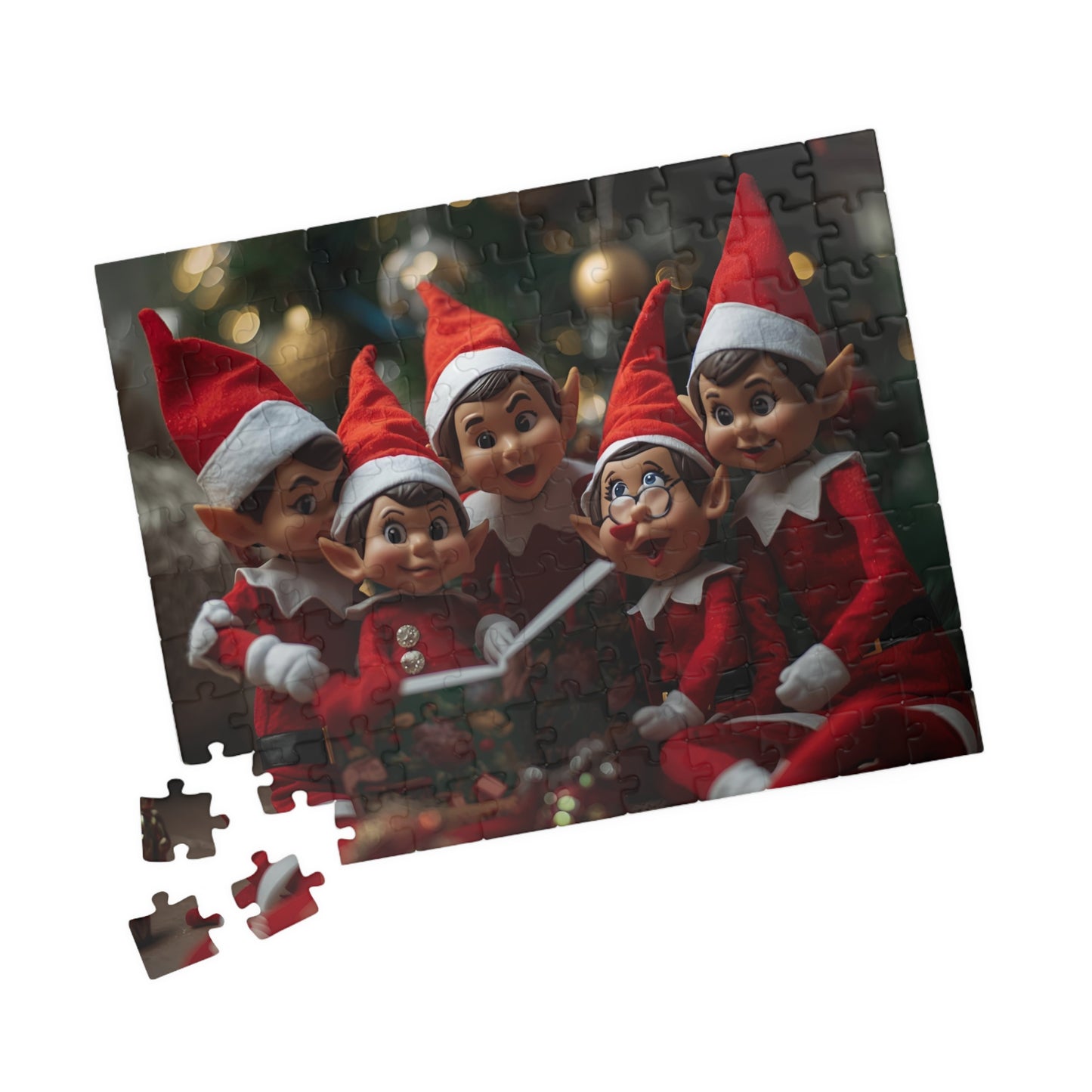 Holiday Elf Puzzle — Festive Christmas Elves Jigsaw (110 pcs)