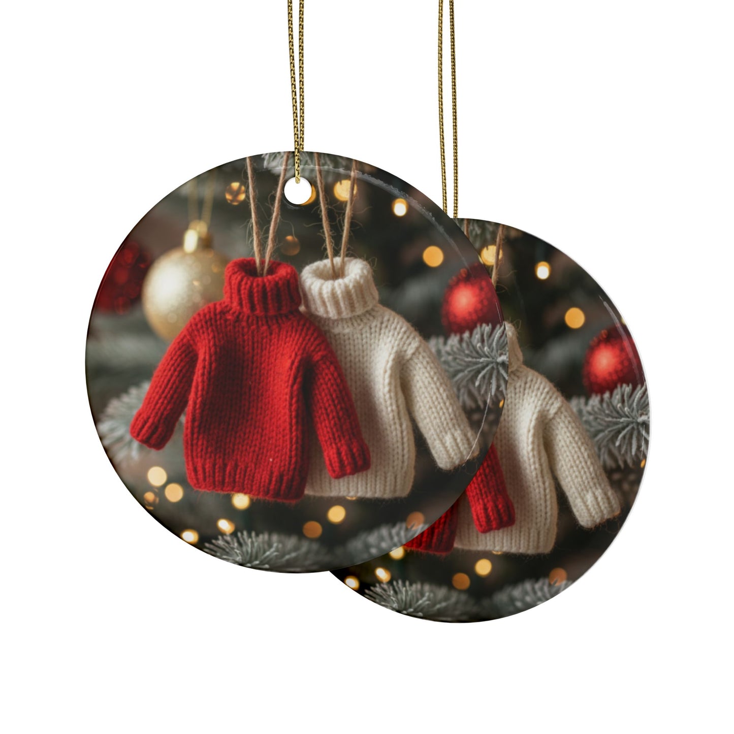 On the Second Day of Christmas - Two Turtle Necks Ceramic Ornaments - Beauty!