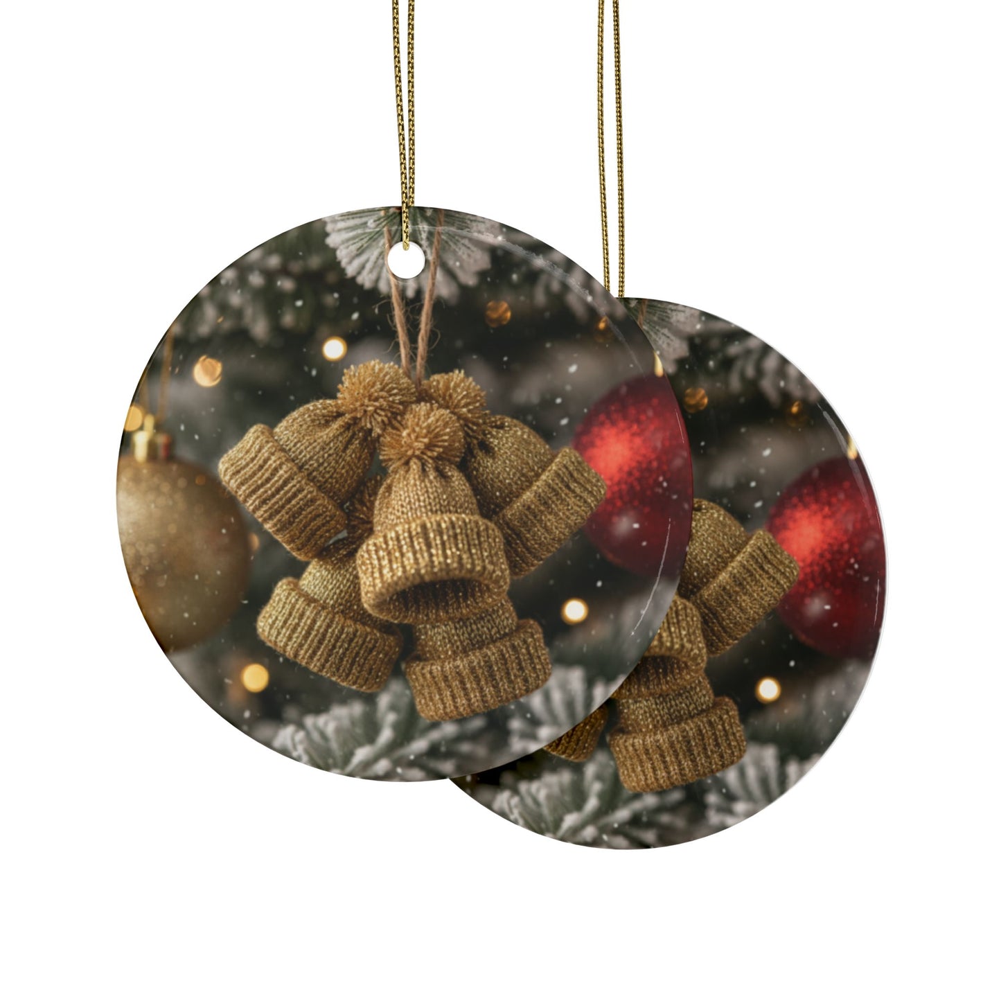 On the Fifth Day of Christmas - Five Golden Touques!!  Bob and Doug Ceramic Ornaments