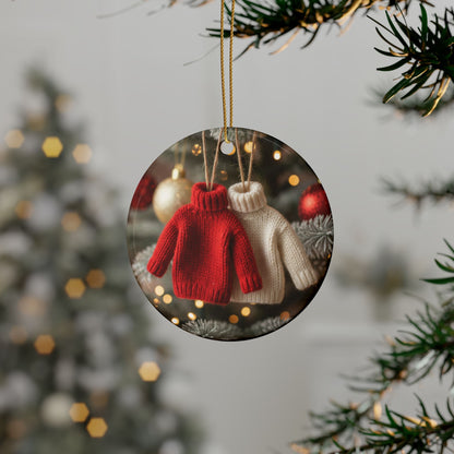On the Second Day of Christmas - Two Turtle Necks Ceramic Ornaments - Beauty!