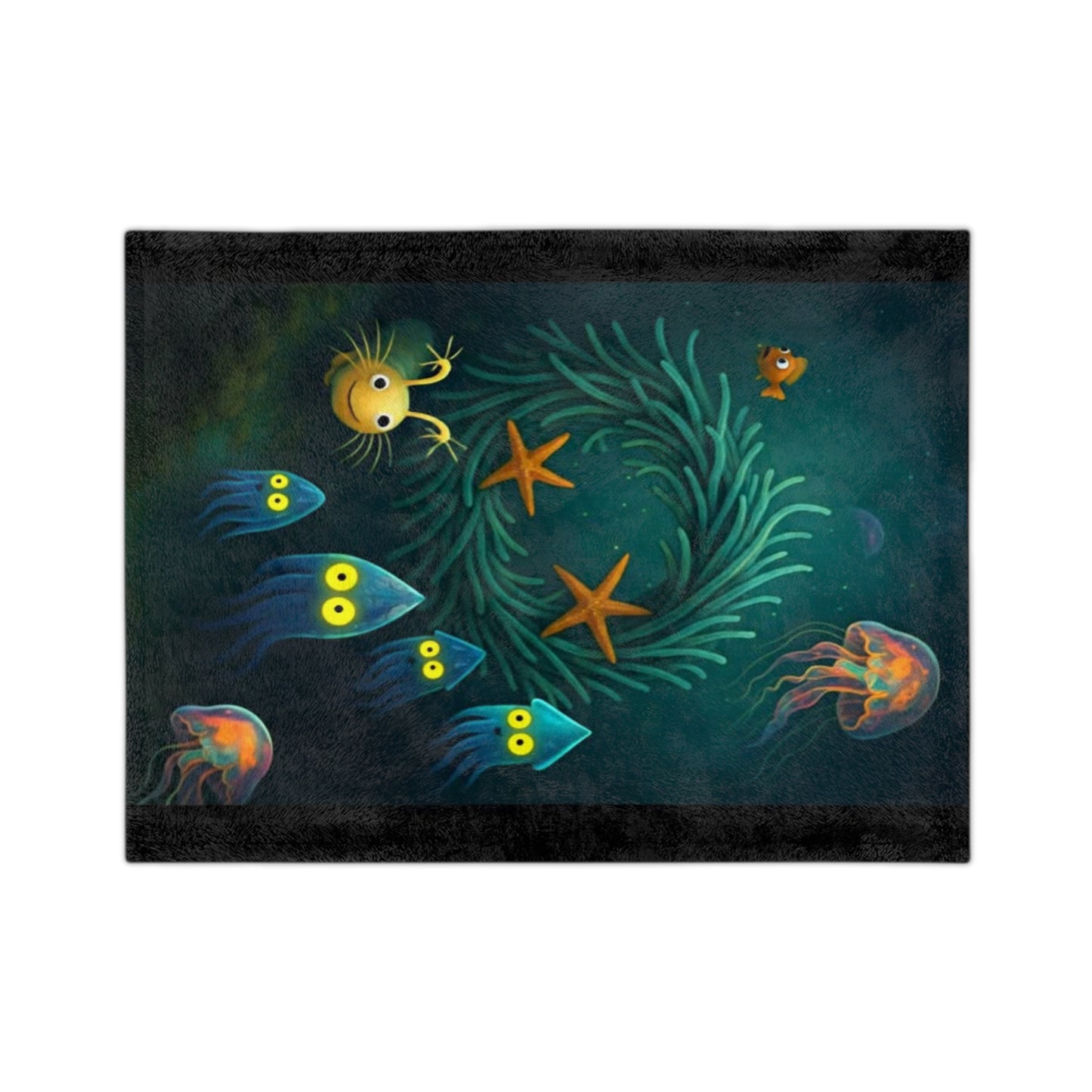 Under the Sea- Spooky Velveteen Blanket, Cozy Microfiber Throw for Kids, Nautical Decor, Soft Bedding, Sea Creature Gifts
