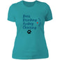 Ladies' T-Shirt - Hockey Cheering Dog Mom