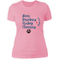 Ladies' T-Shirt - Hockey Cheering Dog Mom