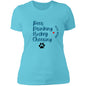 Ladies' T-Shirt - Hockey Cheering Dog Mom