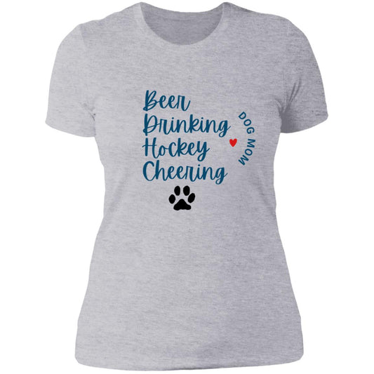 Hockey Cheering Dog Mom NL3900 Ladies' Boyfriend T-Shirt