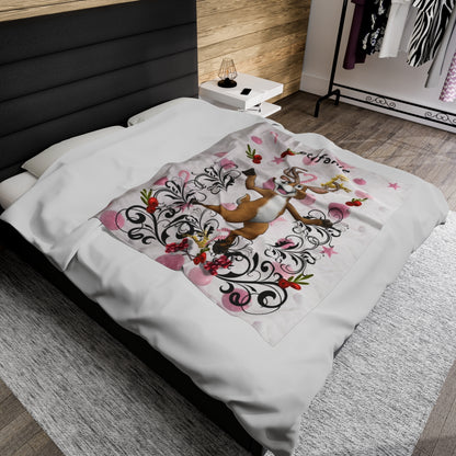 Plush Velveteen Reindeer Blanket