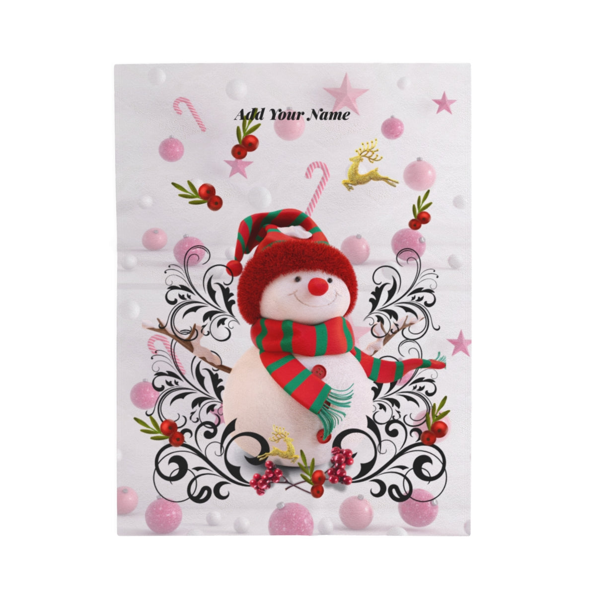 Plush Snowman Velveteen Blanket - Personalized