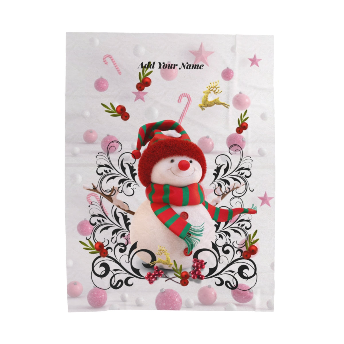 Plush Snowman Velveteen Blanket - Personalized