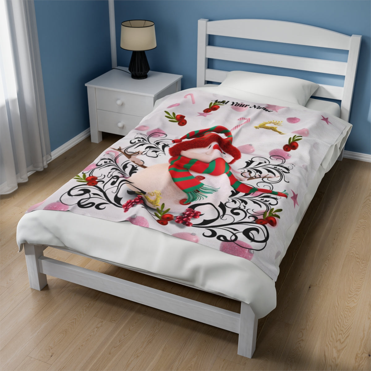 Plush Snowman Velveteen Blanket - Personalized
