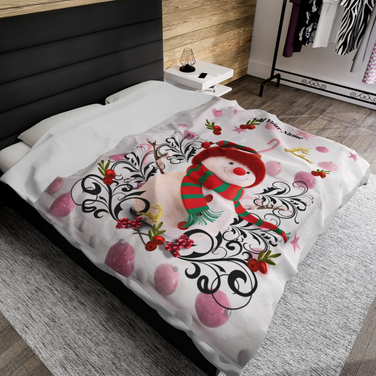 Plush Snowman Velveteen Blanket - Personalized