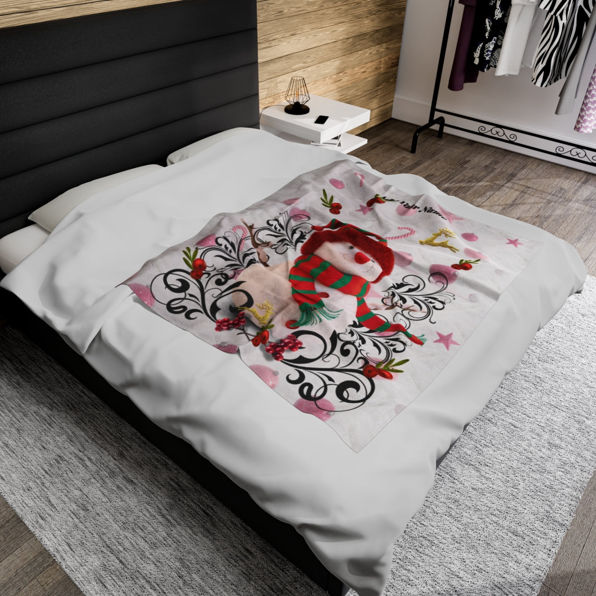 Plush Snowman Velveteen Blanket - Personalized
