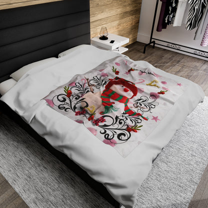 Plush Snowman Velveteen Blanket - Personalized