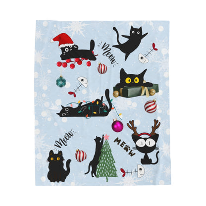 Plush Velveteen Christmas Cat Blanket