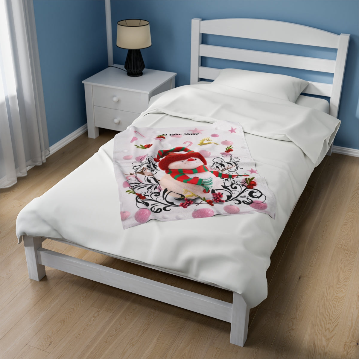 Plush Snowman Velveteen Blanket - Personalized