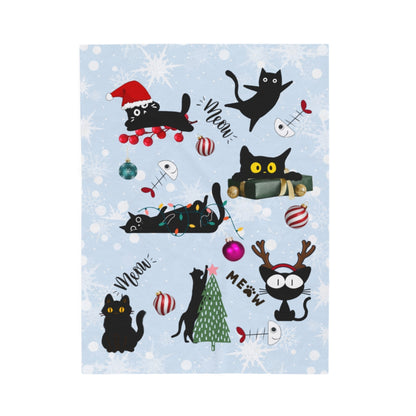 Plush Velveteen Christmas Cat Blanket