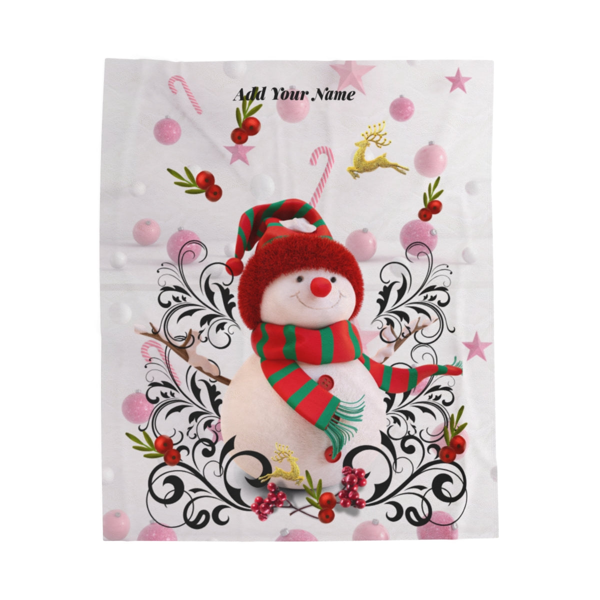 Plush Snowman Velveteen Blanket - Personalized